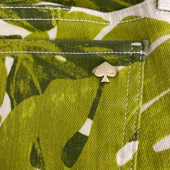 Kate Spade Broome Street Havana Leaf Cropped Jeans Size 28 Green Boho Tropical - Picture 10 of 11